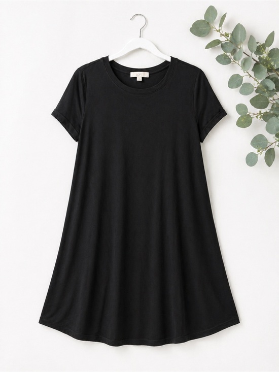 LOFT Dresses & Skirts - LOFT Black Swing Dress | Short Sleeve | Small